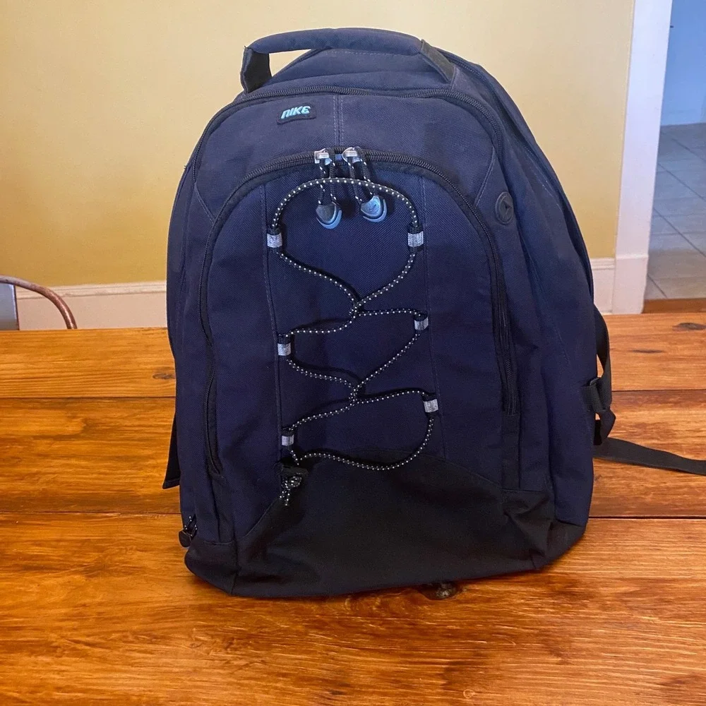 Nike Backpack Unisex Large Navy Blue Lime Green Gorpcore Y2K School Bag 2003